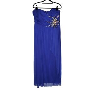 Dresses by Deb Women's Strapless Embellished Evening Maxi Dress Size 18 Blue